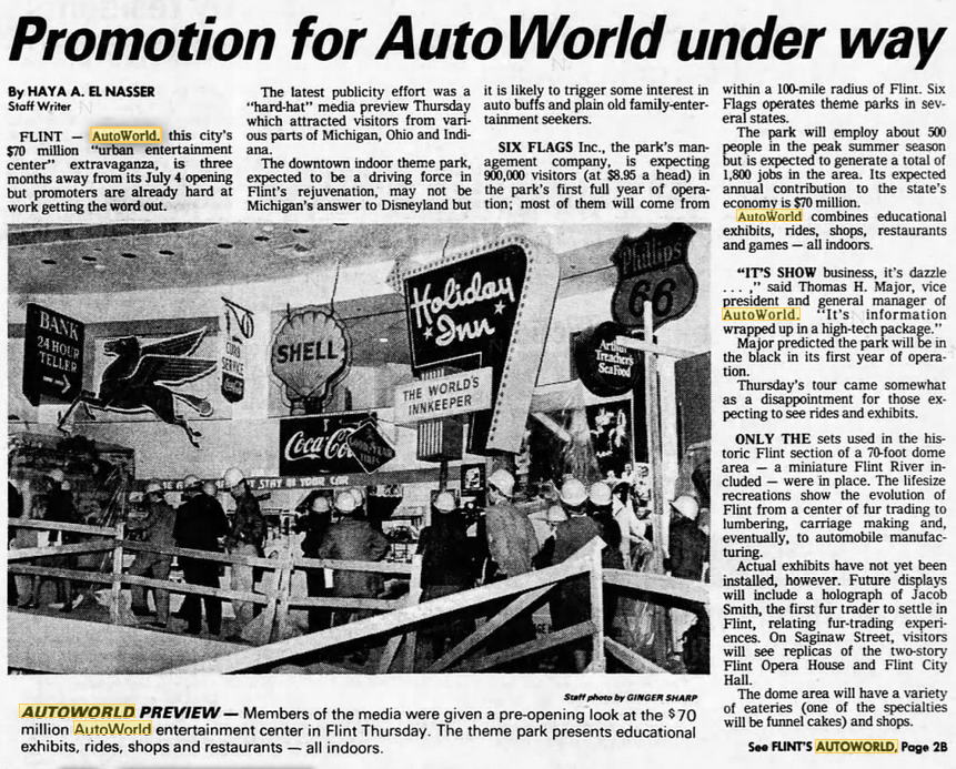 AutoWorld (Six Flags AutoWorld) - 1984 ARTICLE ON OPENING
